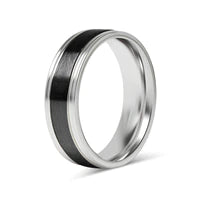 Black Center Polished Ring with stainless trim