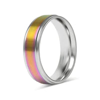 Rainbow Centered Ring with stainless trim