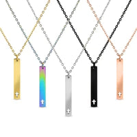 Verticle Cross Cutout Bar Necklace